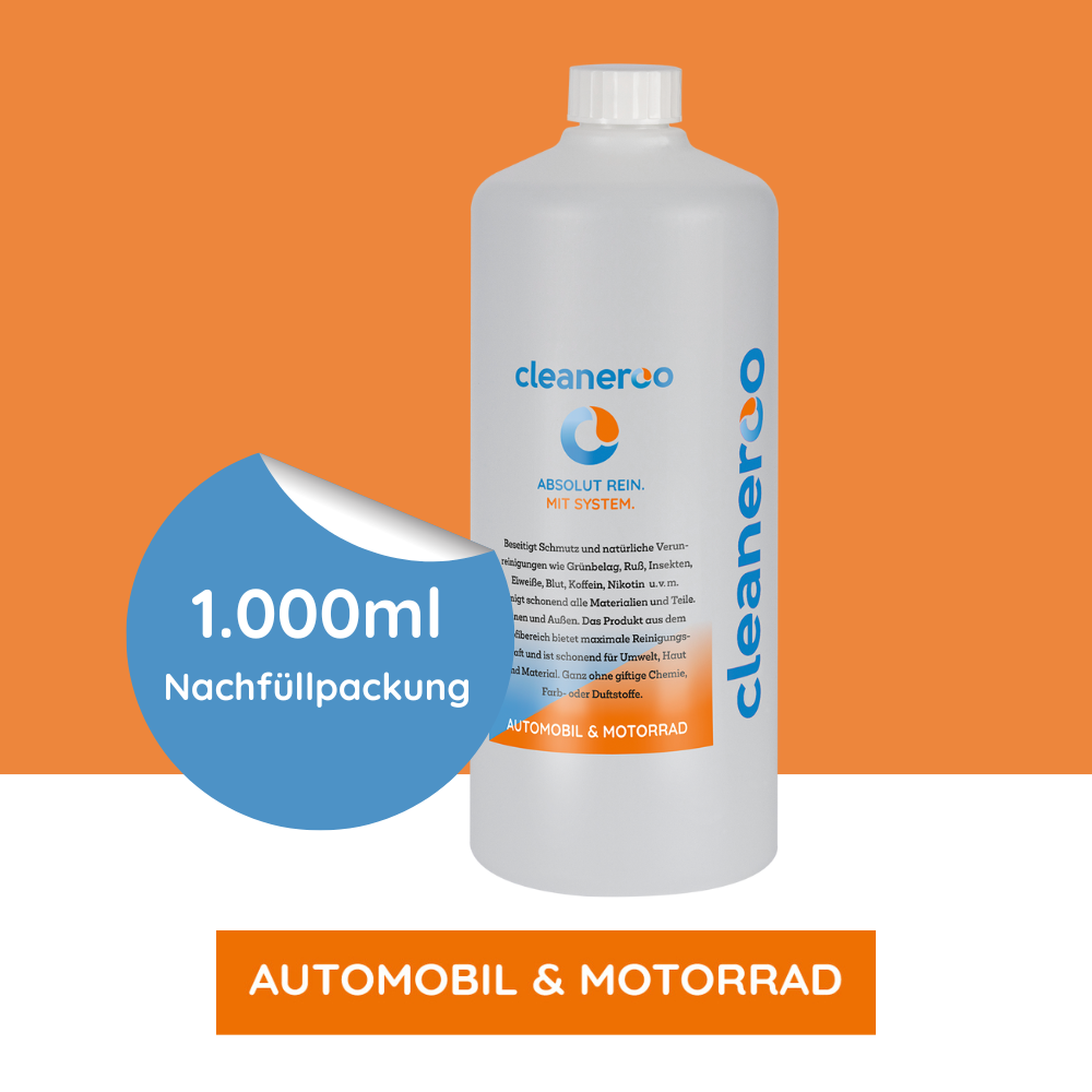 Cleaneroo Automobil- & Motorrad Reiniger (Innen & Außen) 1L Nachfüllflasche