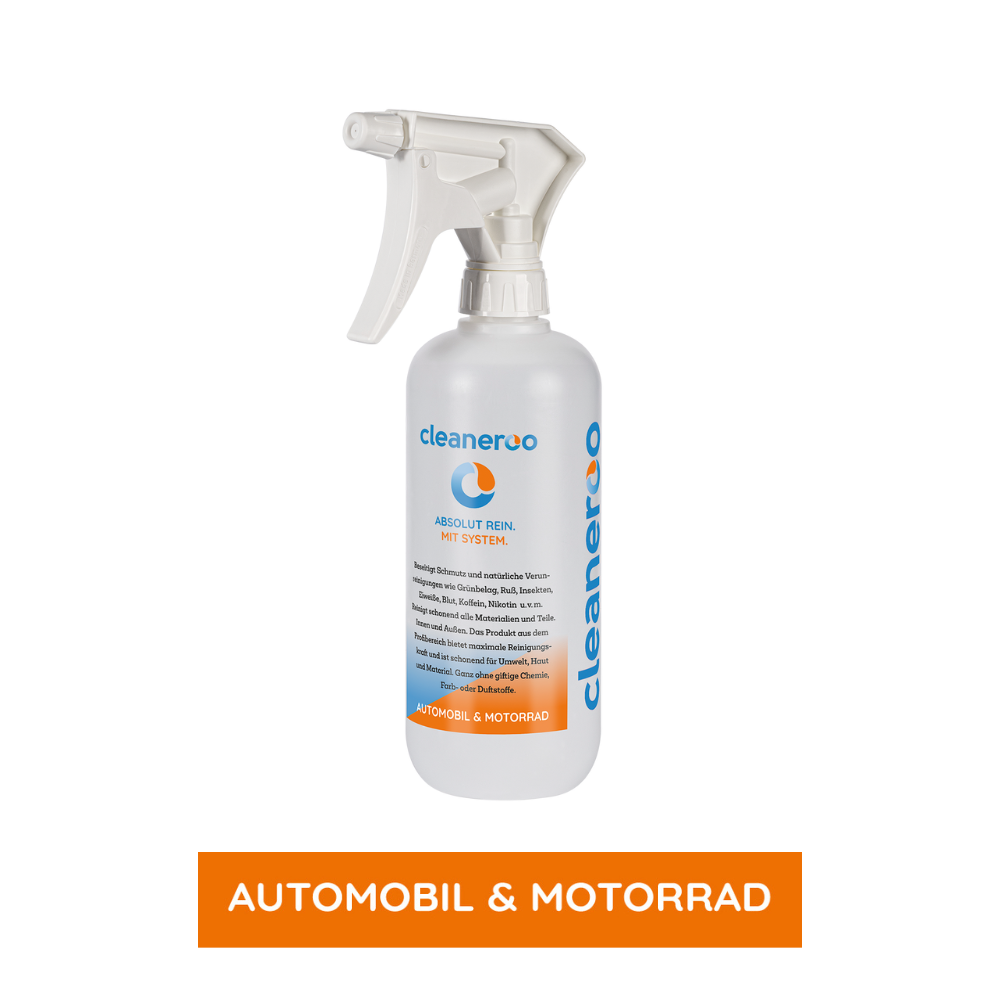 Cleaneroo Automobil- & Motorrad Reiniger (Innen & Außen) 500ml Anwendungsflasche