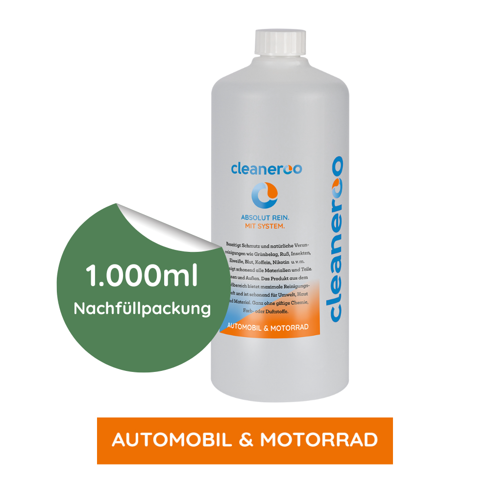 Cleaneroo Automobil- & Motorrad Reiniger (Innen & Außen) 1L Nachfüllflasche