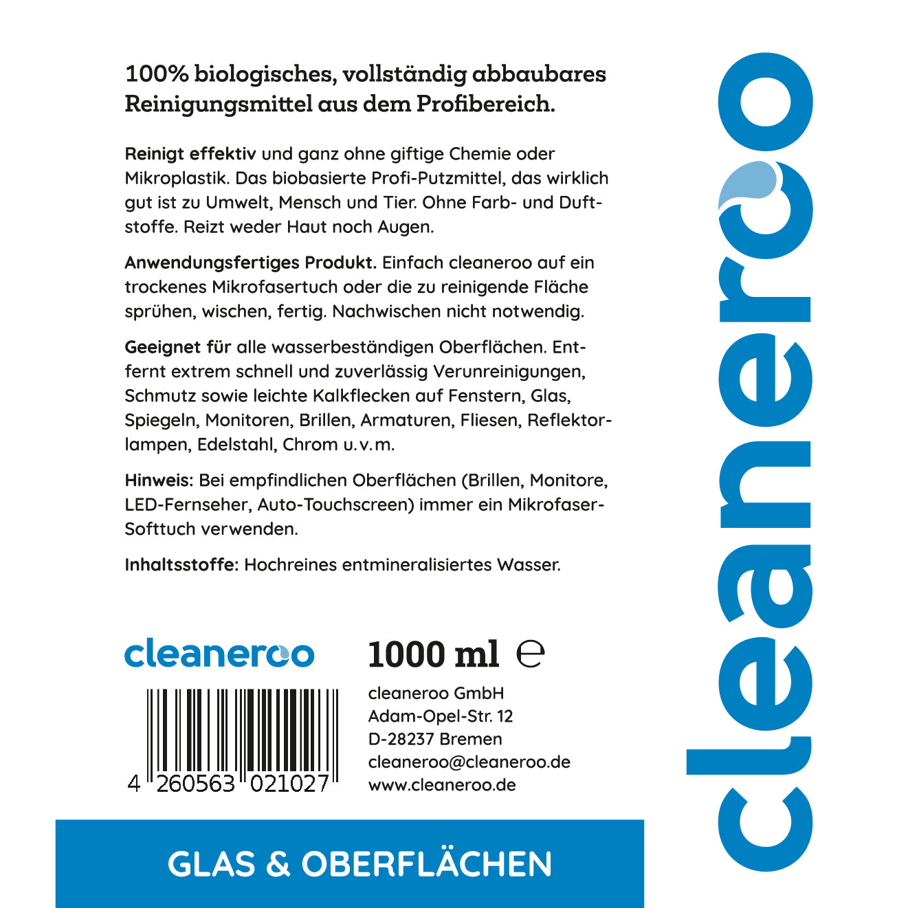 Cleaneroo Oberflächenreiniger 1L Nachfüllpackung