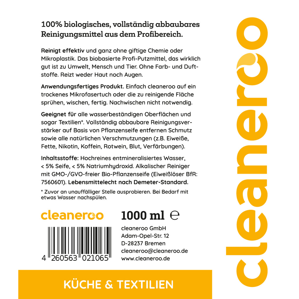Cleaneroo Küchenreiniger 1L Nachfüllpackung