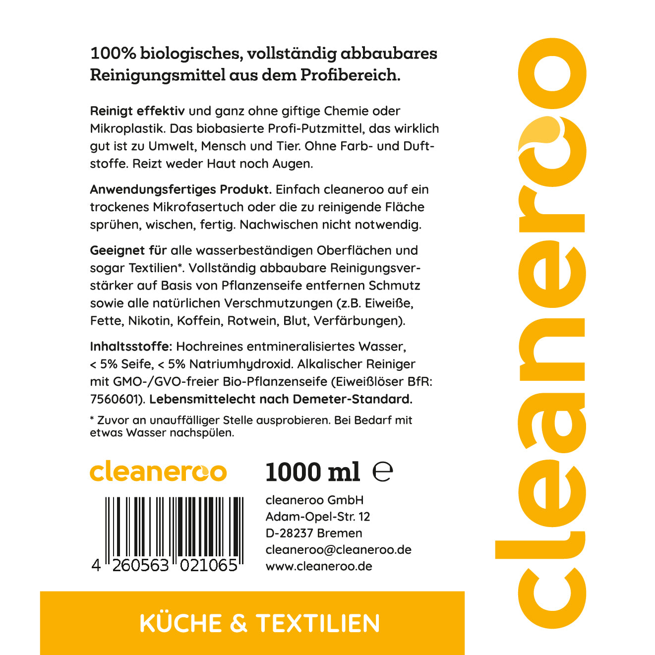 Cleaneroo Küchenreiniger 1L Nachfüllpackung